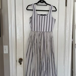Midi Theory dress - white with black stripes in Large
